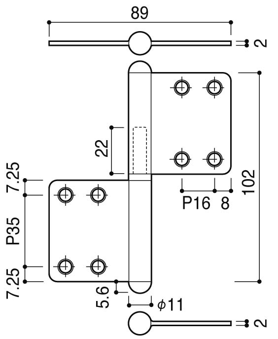 ハタ蝶番Rタイプ (AC-740-C) | Products | KAWAJUN Global Hardware