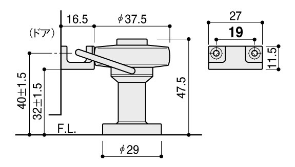 床付用ドアストッパー掛金付 (AC-805-2QD) | Products | KAWAJUN